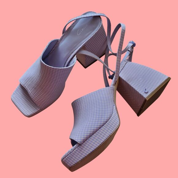 NEW Sam Edelman Circus Miranda Lilac Check Heels - Picture 1 of 15